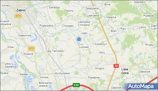 mapa Łukowa, Łukowa gmina Lisia Góra na mapie Targeo